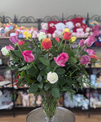 24 Mixed Roses Vase Arrangement