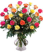 24 Mixed Roses Vase Arrangement 