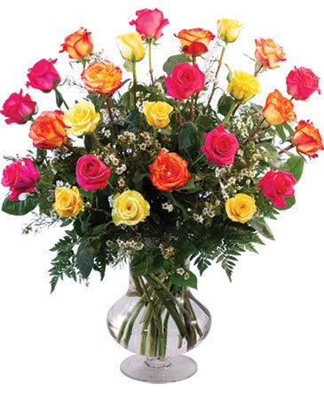 24 Mixed Roses Vase Arrangement  in Riverside, CA | Willow Branch Florist of Riverside