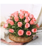 24 Pink Roses Basket  