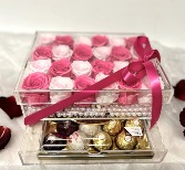24 Preserved Roses with Box of Chocolates  