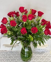 Two Dozen Red Roses Vase Arrangement