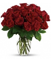 24 Red Rose Vase Valentines Special Same Day Red Rose Delivery