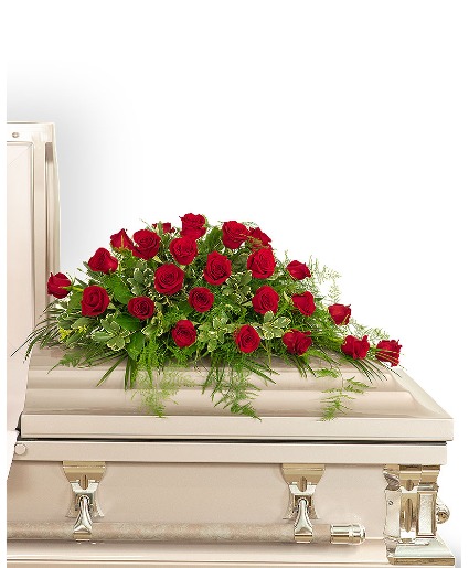 24 Red Roses Casket Spray Sympathy Arrangement