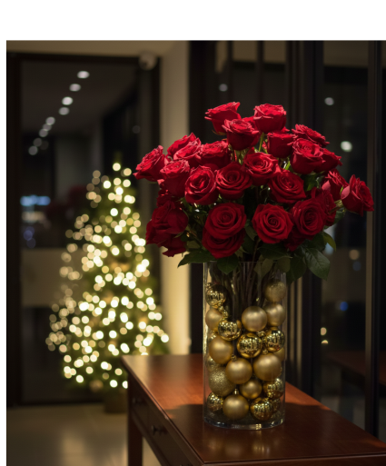 24 Red Roses Christmas time Arrangement Red Roses