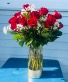 24 Red Roses in Gold vase 