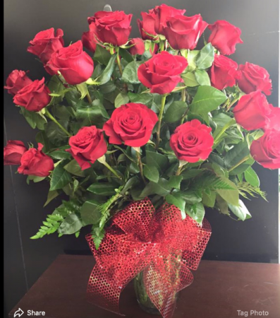 24 Red Roses with red bow Red Roses with red bow