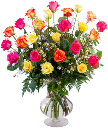 24 Rosas Mixtas Arreglo En Vase in Bunnell, FL | The Green Thumb Flower & Boutique