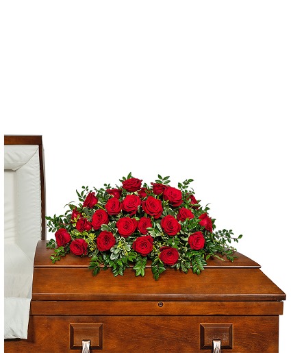 24 Rose Casket Spray Sympathy Arrangement