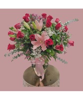 24 Rose with mix flowers Vase  Arrangement 