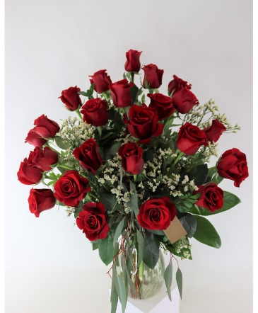 24 Roses & Filler Vase Arrangement  in Airdrie, AB | Flower Whispers