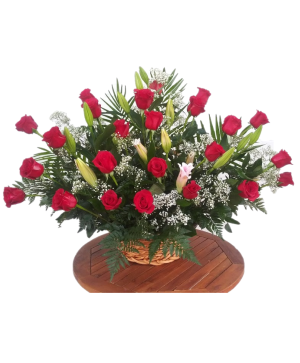24 roses in a basket 