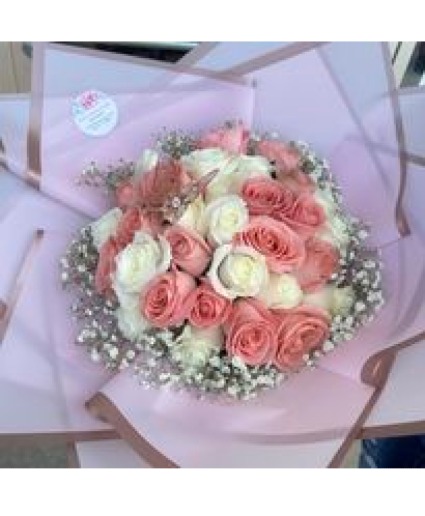 24 Roses Ramo Pink and white  