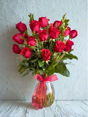 18 Roses Vase Arrangement 