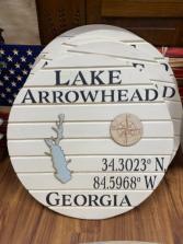 24” round wooden lake sign  Home decor