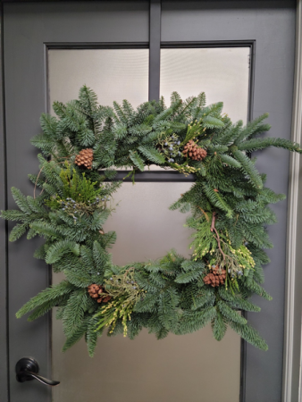 24”  Fresh Evergreen Wreath   