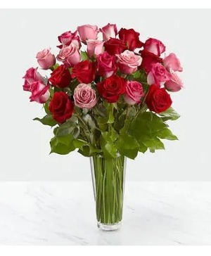 24 Valentine's Day Roses Vase arrangement