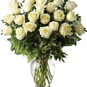 24 White rose Vase Arrangement 