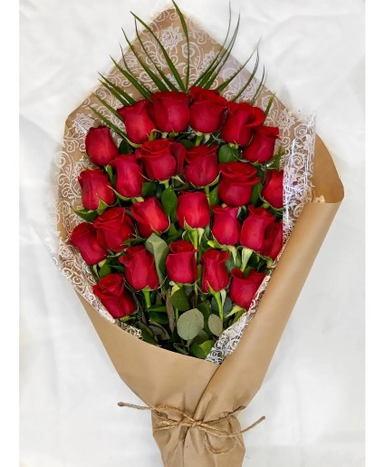 24 WRAPPED RED ROSES BOUQUET 