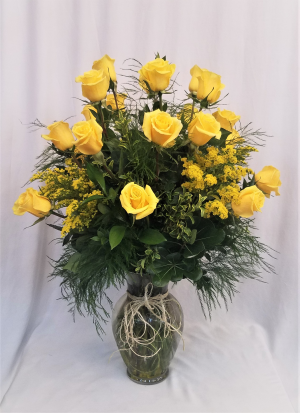 24 Yellow Burst Rose Arrangement