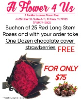 25 Red Long stem roses Buchon   in El Paso, Texas | A FLOWER 4 US