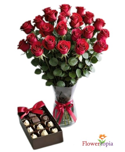 25 Roses Chocolates Combo Roses and Chocolates Gift