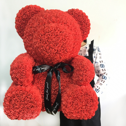 red rose and teddy bear