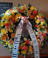 29" Wreath  (with Affluent  Yellow & Orange) Funeral/Sympathies