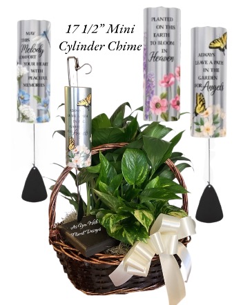 2plant basket with mini cylinder chime Plant/keepsake in Ashland City, TN | As You Wish Floral Designs by Kimberly McCord