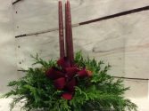 3 Candle Round Arrangement (Burgundy) Can be shipped local & UPS Starting 11/28/2022
