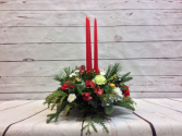 3 Candle Round Arrangement (Red) 