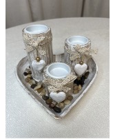 3 Candles in Heart Tray  