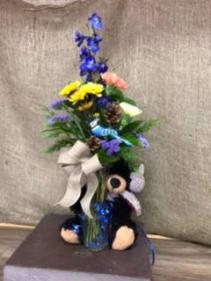 You’re “Beary” special Vase & plush bear 