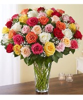 3 Dozen Assorted Roses Vase arrangement 
