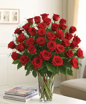 3 Dozen Long Stem Red Roses 