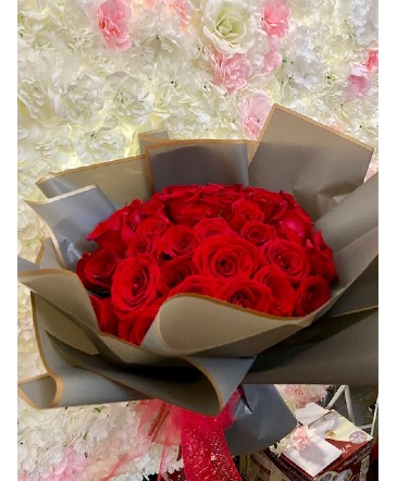 3 Dozen Long Stem Roses Wrap Bouquet in Hercules, CA | Le Fleur D Floral & Wedding Design