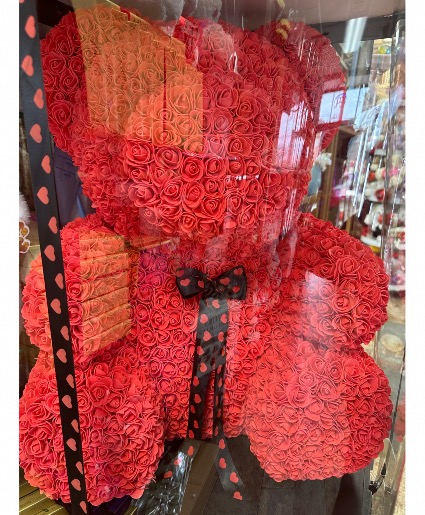 3 ft tall red rose bear!!  