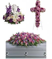 3 PC " PEACEFUL " PACKAGE/WAS $700 NOW $550 FOREVER ANGEL BOUQUET, CROSS AND CASKET SPRAY