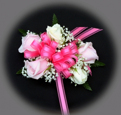 hot pink wrist corsage