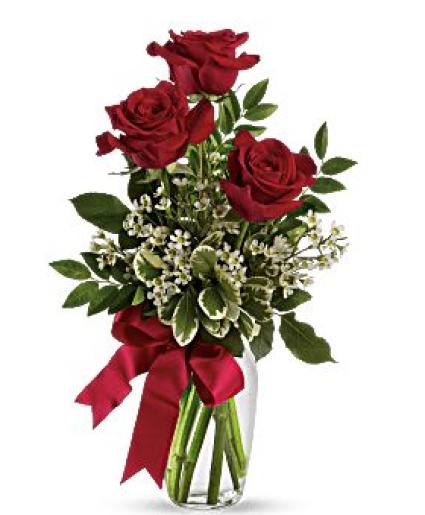 3 red roses for your Valentine Vase