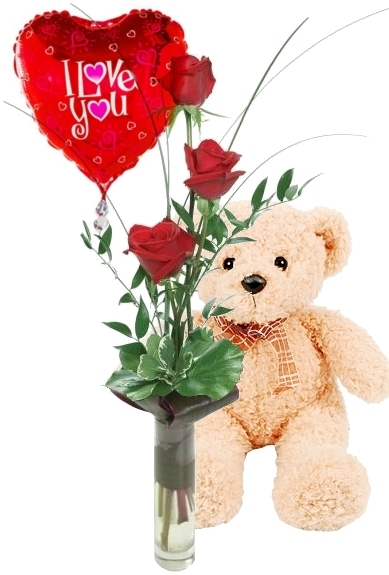 3 RED ROSES GIFT SET