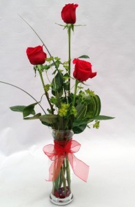 3 Red Roses Vase  Arrangement