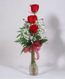 3 Rose Bud Vase Rose Arrangement