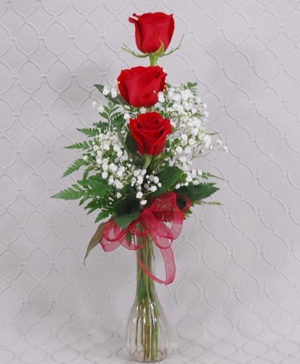 3 Rose Bud Vase Rose Arrangement
