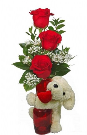 3 Rose Vase w/ Hugger