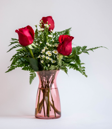 3 Rose Vase Vased Arrangement