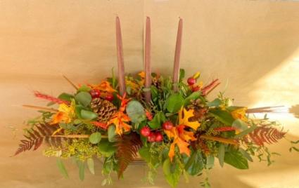 3 Taper Candle Centerpiece Fall / Thanksgiving Centerpiece 