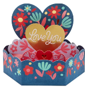 3 X 5 HEARTS POP UP  MOTHER'S DAY CARD