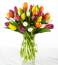 30 assorted tulips Vase Arrangement