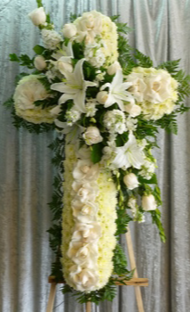  36” WHITE CROSS  STANDING FUNERAL PC